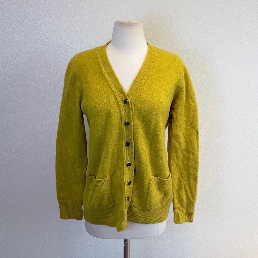 Woolovers 100% New‎ Wool Green Cardigan Womens Medium Grannycore Preppy Cottage